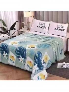 Leaf Print Embroidered Microfiber Soft Printed Flannel Blanket (with gift packaging)  Leaf Print Embroidered Microfiber Soft Printed Flannel Blanket (with gift packaging)